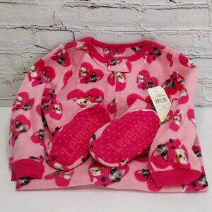 'LEVERET' FLEECE 'BULL~DOG LOVE' FOOTED PAJAMA SLEEPER